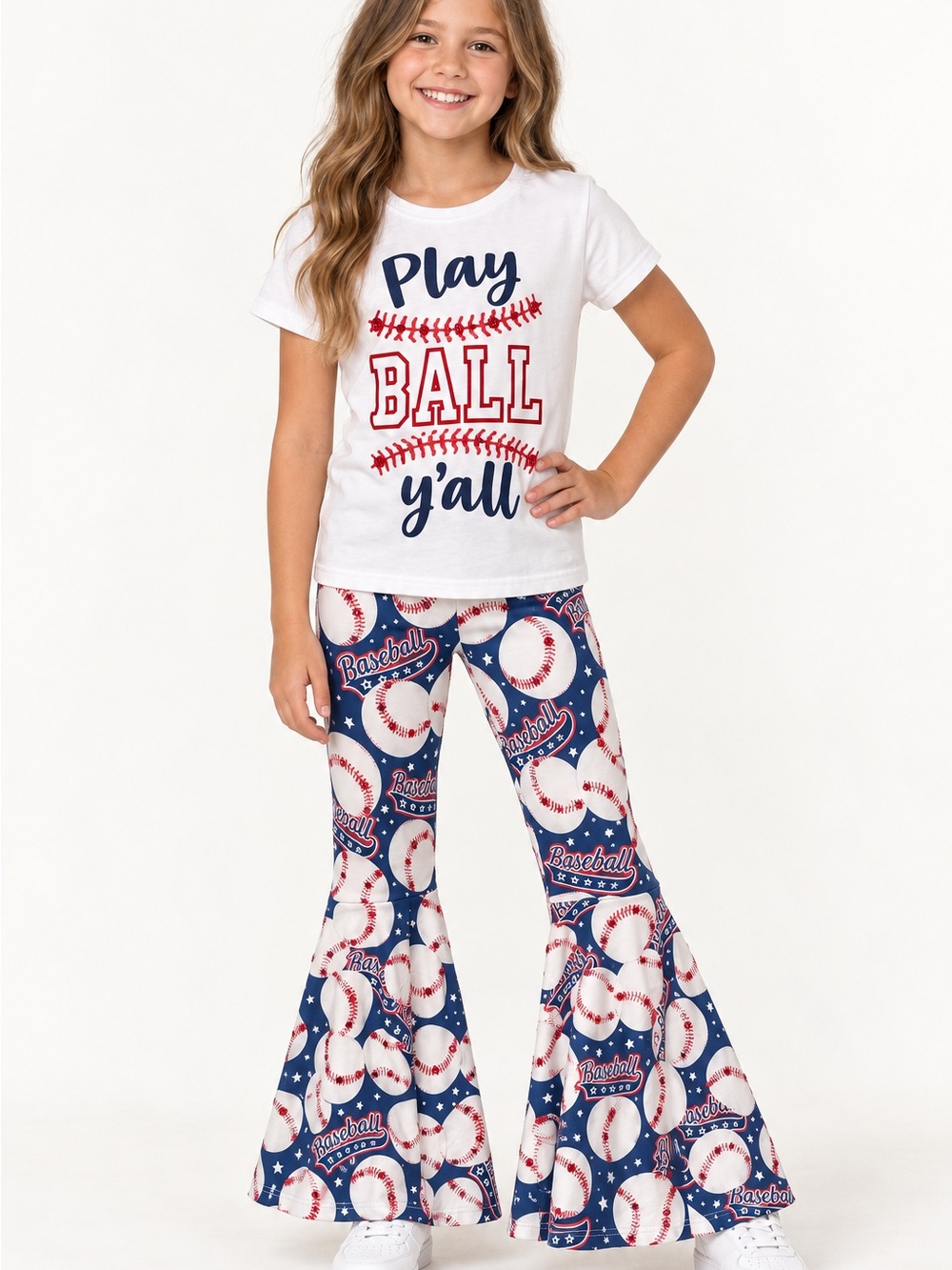 Girls “Play Ball Y’all” Baseball Outfit – Size 4XL